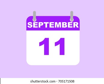 September 11, 2017. September day calendar icon on the purple background.
Vector flat illustration. September/ calendar/ vector/ image