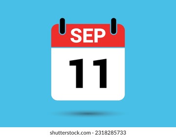 September 11 Calendar Date Flat Icon Day 11 Vector Illustration