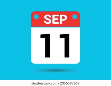 September 11 Calendar Date Flat Icon Day 11 Vector Illustration
