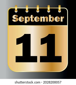September 11 - Calendar Icon - Gold Vector Illustration