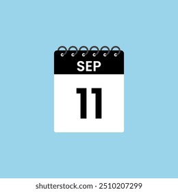 Recordatorio del calendario del 11 de septiembre. 11 de septiembre Fecha Mes Calendario icono de diseño Plantilla.