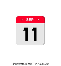 September 11. Flat icon calendar isolated on gray background. Vector illustration.