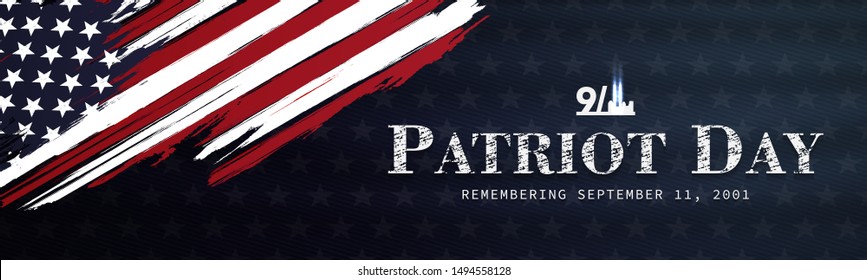 September 11, Patriot Day Background. United States Flag Poster. Modern Design Vector Illustration.
