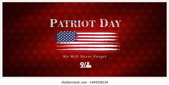 September 11, patriot day background, we will never forget, united states flag posters, modern design vector illustration	
