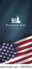 September 11, patriot day background, we will never forget, united states flag posters, modern design for social media story template vector illustration