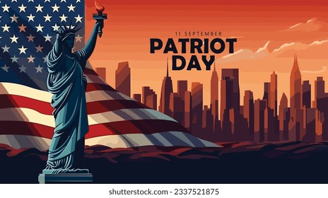 September 11, patriot day background. United states flag poster