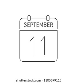 September 11. Special date of the calendar. Thin line icon. Deadline. Holiday. School time. Autumn