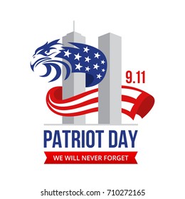 September 11, United States Of America Patriot Day We will Never Forget Card Illustration