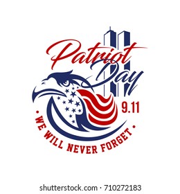 September 11, United States Of America Patriot Day We will Never Forget Card Illustration