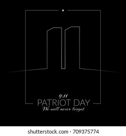 September 11 in the USA Patriot Day Memorial Day on a dark background
Silhouette of twin towers Vector