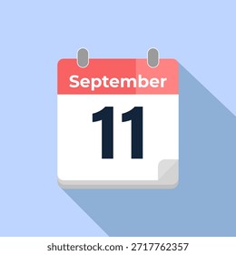 Calendario de Vector del 11 de septiembre
Calendario de Vector moderno de color plano con fecha