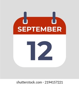 Septiembre 12.El mejor calendario de iconos de Flat aislado en fondo gris. plantilla de símbolo de ilustración en estilo de moda. Se puede usar para muchos fines.