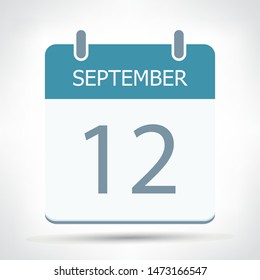 September 12 - Calendar Icon - Calendar flat design template - Business vector illustration.