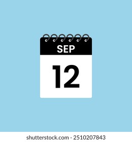 Recordatorio del calendario del 12 de septiembre. 12 de septiembre Fecha Mes Calendario icono de diseño Plantilla.