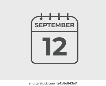 September  12 calendar reminder. 12 September  daily calendar icon template. Calendar 12 September  icon Design template. Vector illustration
