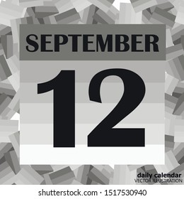 September 12 icon. For planning important day. Banner for holidays and special days. Illustration in black and white colors.
