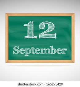 September 12, inscription in chalk on a blackboard, day calendar, school board, date