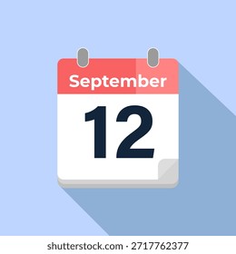 12. September Vektorkalender
Moderner flacher Farbvektorkalender mit Datum