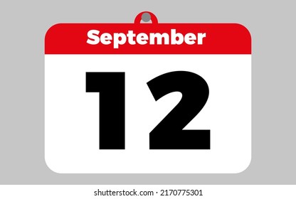 September, 12. White and red calendar
