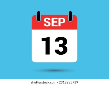 September 13 Calendar Date Flat Icon Day 13 Vector Illustration