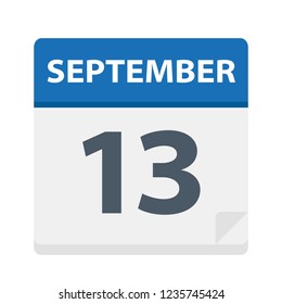 September 13 - Calendar Icon - Vector Illustration