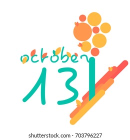 September 13 calendar. Vector flat design. On a bright background.