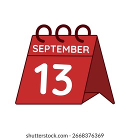 Septiembre 13 Vector de calendario de escritorio sobre fondo blanco
Vector rojo Calendario plano icono