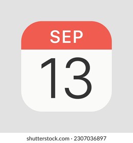 September 13 icon isolated on background. Calendar symbol modern, simple, vector, icon for website design, mobile app, ui. Vector Illustration