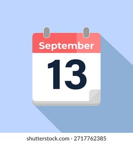 September 13 Vector Calendar
Modern flat color vector calendar with date