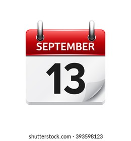 September  13. Vector flat daily calendar icon. Date and time, day, month. Holiday.