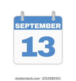 September 13th calendar leaf. September 13 calendar icon calendar page vector illustration