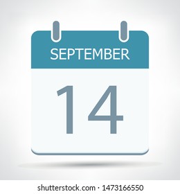 September 14 - Calendar Icon - Calendar flat design template - Business vector illustration.