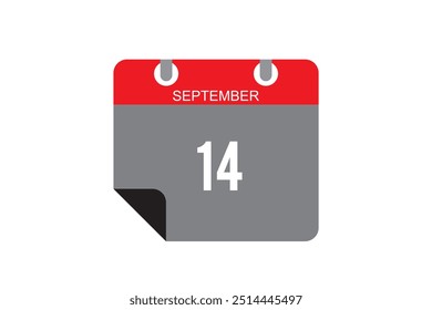 14 de setembro - Vetor de ícone de calendário.