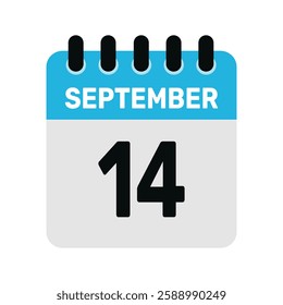 september 14 calendar icon Vector page month design illustration