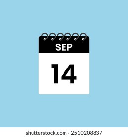 Recordatorio del calendario del 14 de septiembre. 14 de septiembre Fecha Mes Calendario icono de diseño Plantilla.