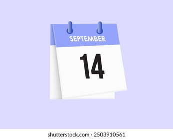 14 de septiembre - calendario y planificador de tiempo. Recordatorio de icono de calendario diario. Ilustración vectorial.