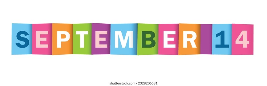 Pancarta de tipografía vectorial colorida del 14 de SEPTIEMBRE