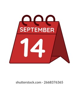 september 14 desk calendar vector on white background
Vector red calendar flat icon