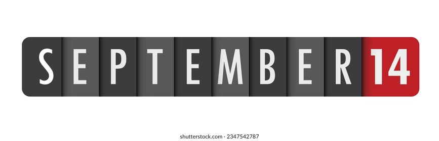 SEPTEMBER 14 gray and red vector typography banner