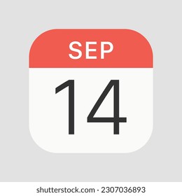 September 14 icon isolated on background. Calendar symbol modern, simple, vector, icon for website design, mobile app, ui. Vector Illustration