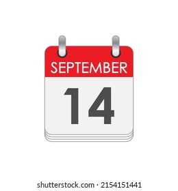 SEPTEMBER 14. A leaf of the flip calendar with the date of SEPTEMBER 14. Flat style.
