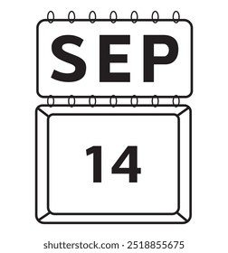 September 14th calendar icon vector . 