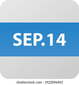 14. September Date Icon, einzelne Tage Vektorgrafik moderne flache Stil. Kalenderelement für Webdesign, Zeitplan, Planer, Organisator. 
