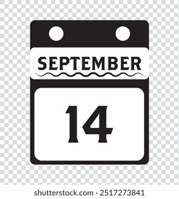 September 14th Date on a Single Day Calendar icon vector .