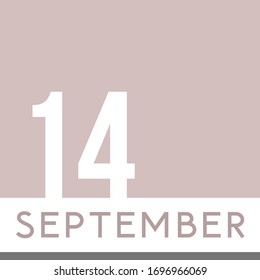 September 14th Minimal Calendar Neutral Color. Vector illustration
