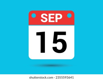 15. September Kalenderdatum flaches Symbol Tag 15 Vektorgrafik