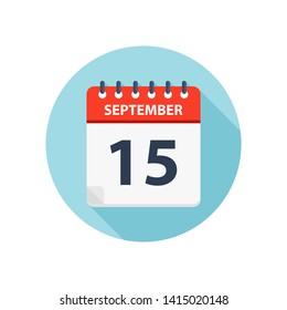 September 15 - Calendar Icon - Round Calendar design template - Business vector illustration.