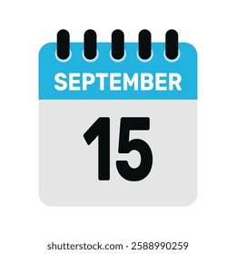 september 15 calendar icon Vector page month design illustration