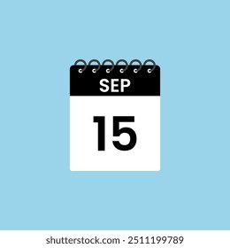 Recordatorio del calendario del 15 de septiembre. 15 de septiembre Fecha Mes Calendario icono de diseño Plantilla.