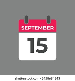 September  15 calendar reminder. 15 September  daily calendar icon template. Calendar 15 September  icon Design template. Vector illustration
